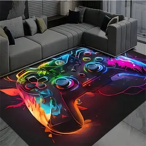 Cyberpunk Style Anti-Slip Gaming Controller Mat, Durable Indoor Game Room Carpet Gift, Vibrant Design for Gamers