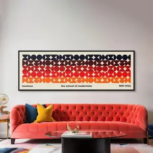 1PC Frameless Modern Canvas Panoramic Print Decorative Painting Bauhaus Art Living Room Wide Wall Art Canvas Semicircular Composition Art