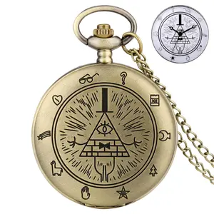 Providence Eye Triangle Demon Quartz Pocket Watch Gravity Bill Code Fall Gemstone Necklace Pendant Clock Gift