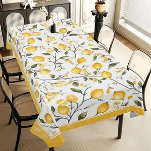 Lemon Pattern Tablecloth, Rectangular Tablecloth, Decorative Tablecloth for Home Kitchen Dining Room, Table Decoration Supplies