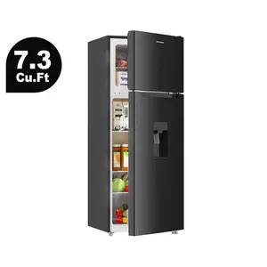 BANGSON 7.3 Cu.ft 2-Door Freezer Refrigerator - Large Home Kitchen Appliance with Water Dispenser, Ice Maker, Ice Cube Tray, Low Noise, 21x21x55 in, Black/Silver, Kitchen Appliances