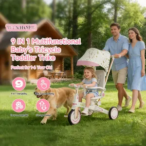 WINHOPE 9-in-1 | Multifunctional tricycle for babies aged 1–6 years, anti-tipover, foldable, quiet, shock absorption