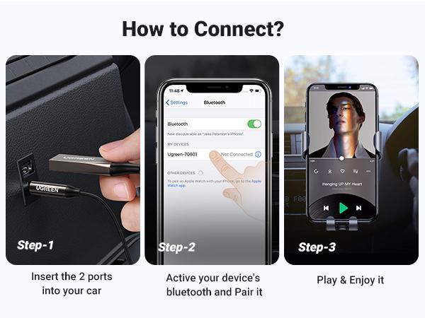 UGREEN Aux to Bluetooth 6.0 Adapter Wireless Receiver for Car Hands-Free with Built-in Microphone AUX 3.5mm Stereo Audio - Dealsforyourdays Auxiliary Cord Grey,TikTokShopBlackFriday,TikTokShopCyberMonday，TikTokShopHolidayHaul