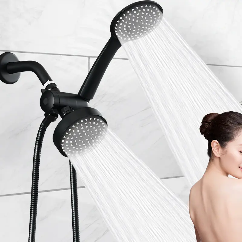 High Flow Shower Head Set, Shower Head Ensemble, Shower Head Combination, Handheld and Fixed Spray Combo, Shower Head With Hose, Extended Hose, Three-Way Diverter Valve, Bathroom Accessories, Shower Kit