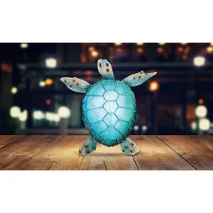 11"W LED Blue Sea Turtle Night Light Statue Marine Life Decoration Figurine