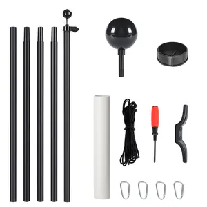 Garden Flag Stand, Outside in Ground Flag Pole, 25FT Sectional Extra Thick Flagpole Kit, Heavy Duty Aluminum Alloy Outdoor Flag Poles for Yard, Residential or Commercial