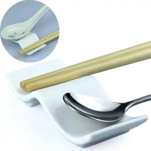 10pcs Ceramic Chopsticks Rest Rack, Chinese Style Porcelain Chopsticks Stand Holder for Dinner Spoon Knife Fork