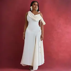 Elegant Off-Shoulder Midi Dress for Women Slim Fit Strap Design Ivory Chic Versatile for Summer Autumn Casual to Formal Wear Sleeveless Womenswear Check Fashion Robe Minimalist
