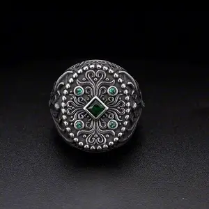 Handmade Stainless Steel Ring w/ Gemstones