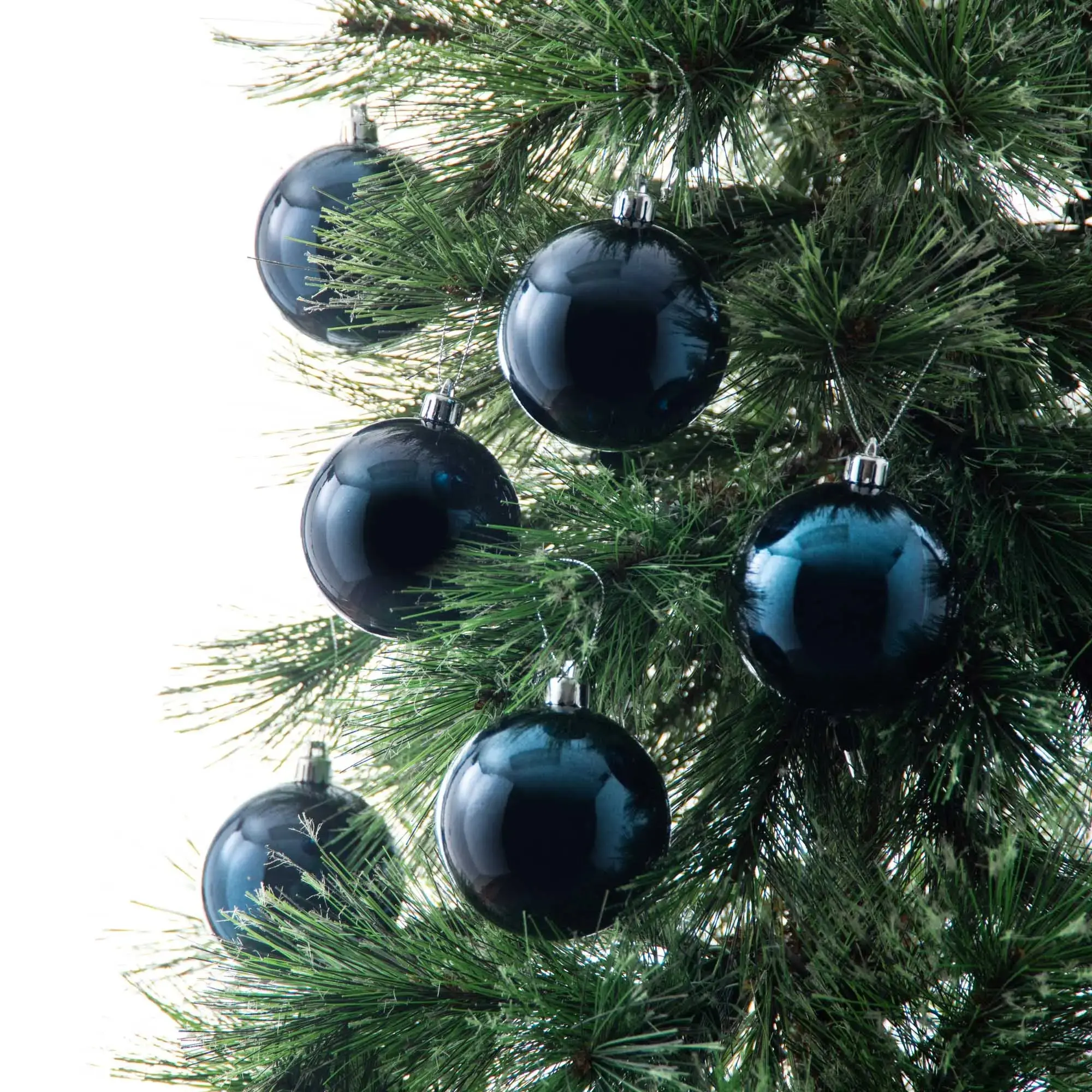 Home Supplies 6-Piece Antiqued Mercury-Look Midnight Navy Blue Plastic Christmas Ornaments, Warm Family Holiday Decorations with Vintage Christmas Decor, Artistic Drama & Shine Enhancing Features