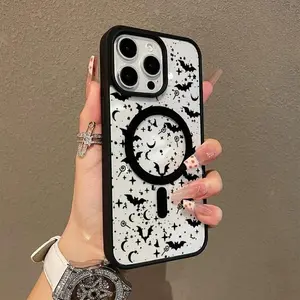 Vintage Bats Skull Trendy Pattern Premium Phone Cases for iPhone 17 16 15 14 Pro Max 13 12 11 Plus Shockproof Acrylic Cover Aesthetic Casing