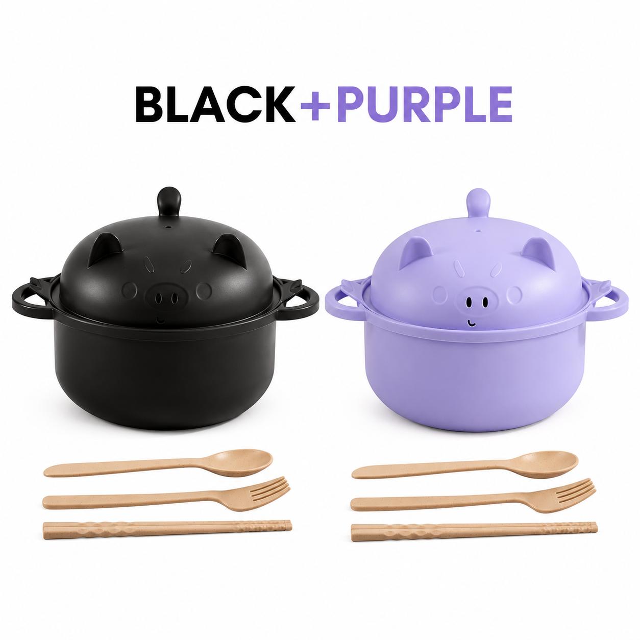 MIUVA Microwave Ramen Bowl Set with Handle, Spoon, Fork, Chopsticks, 6 Sets, Safe & Easy Use, Versatile for Noodles, Soups, Cereals, Ideal for Dorms & Home, Christmas Gift, Spring Kitchen Gadgets