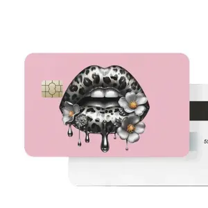 Lip Gloss Card Cover Pink vinyl credit card skin for debit or credit cards