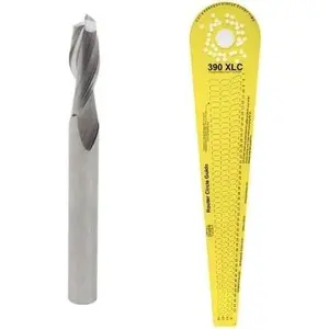 390 XLC Circle  Jig + J601 Spiral Up-Cut Router Bit - Cut 184  Circles from 7" to 52 3/4 " -  for Compact, Trim & Cordless Routers - Ultra-Smooth, Clean Cuts -  Woodworki