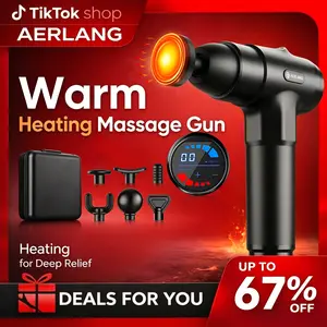 AERLANG Massage Gun with Heat 8 Massage Heads for Back & Neck Pain Relief Adjustable Speed Levels Silent Muscle Percussion Massager for Home Car Office Gift - Therapy
