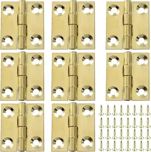 Piutouyar 8 Pack Butt Hinge 1 Inch Mini Solid Brass Hinges for Small Cabinet, Folding Craft with Mounting Screws for Boxes, Gate, Drawer