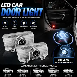 LED Car Door Welcome Lights for Honda Accord Odyssey Elysion CR-Z Spirior | Cree Chip Ghost Shadow Projector Lamp | Plug & Play Courtesy Door Lights | 12V HD Logo Puddle Light 2PCS