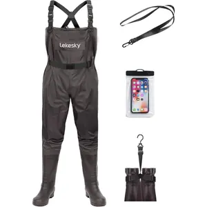 Lekesky Fly Fishing Chest Waders with Boots for Men Women, US Sizes 5–14,2-Ply Nylon/Pvc Waterproof Waders