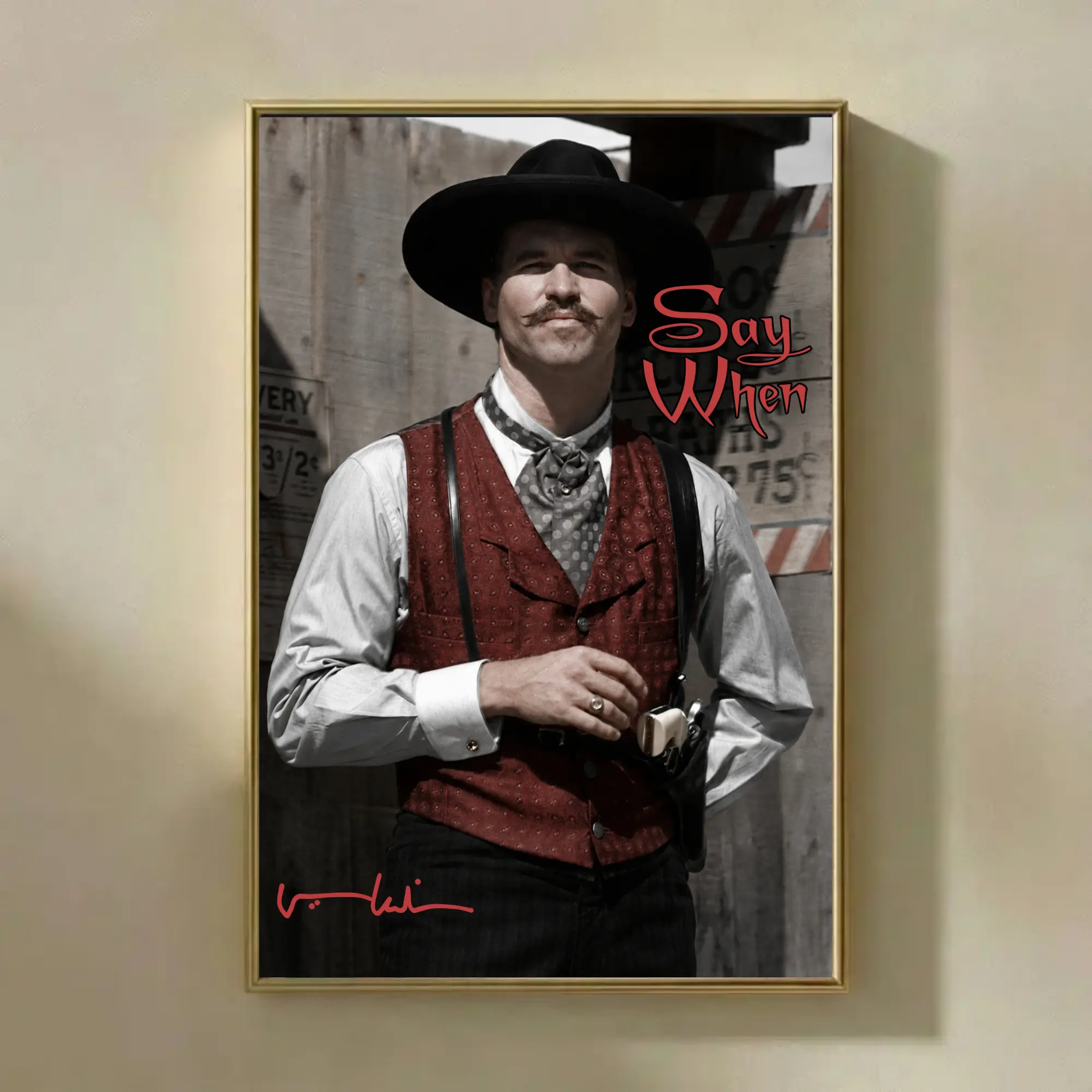 [NO FRAME] Vintage Doc Holiday Poster, Tombstone Movie Wall Art, Wyatt Earp, Doc Holliday & Earp Brothers Walking Scene