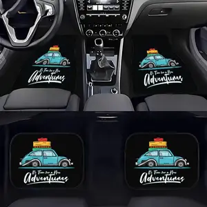 Car Floor Mats for All Seasons Featuring a Vintage VW Beetle And Surfboard Design, Perfect for a Retro Road Trip Vibe