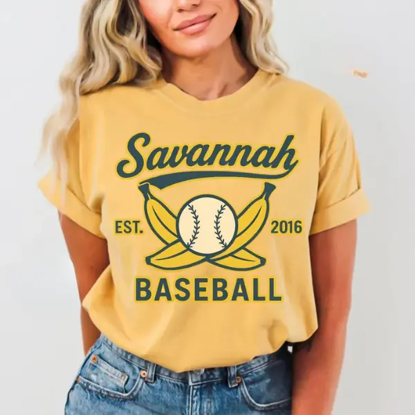Retro Savannah Baseball T-shirt, Vintage Soft Tee, Unisex Shirt, Banana fan gift, Summer Sports Top