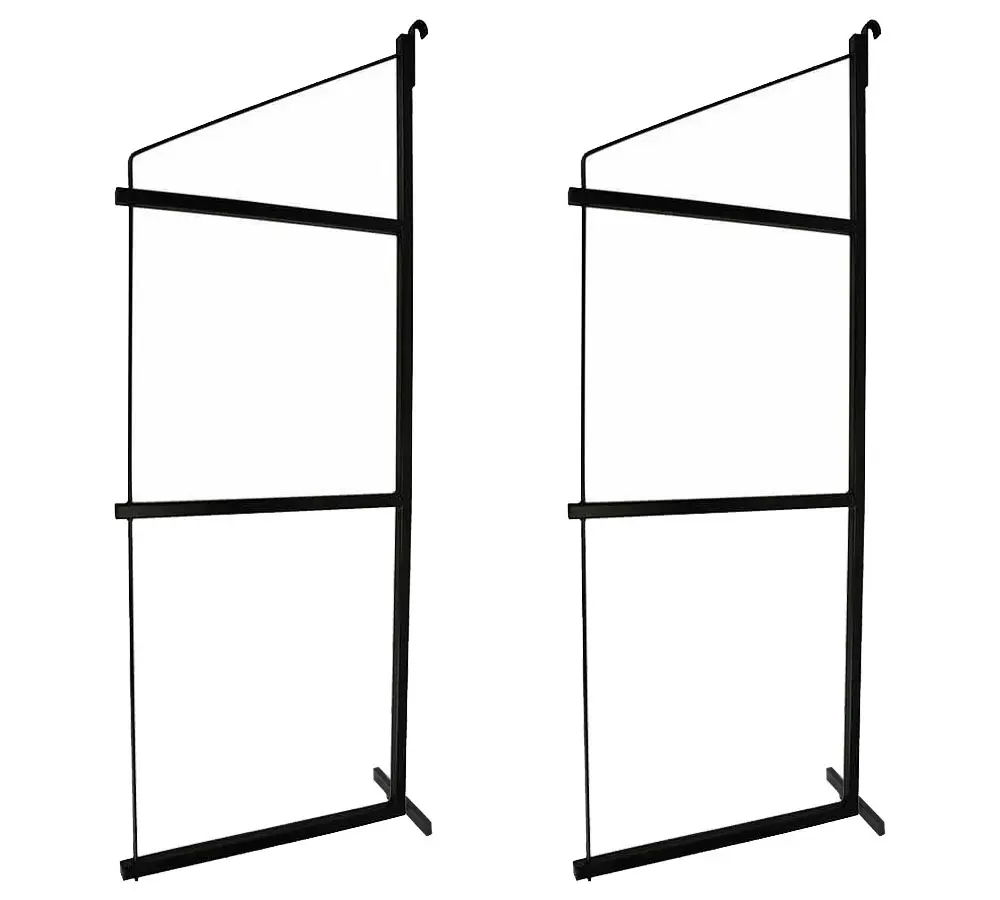 2 Pack of 3 Tier Shipping Container Shelving Bracket with 18"(D) x 60"(H) - Black Powder Coated Steel Shelf Brackets for Heavy Duty Trailer Containers - Easy to Assemble & Remove