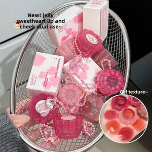 Bear Moisturizing Jelly Lip Gloss Blush Duo, Hydrating Formula for Dry Lips, Enhances Shine, Glossy, Radiant, Suitable for All Skin Types, Makeup