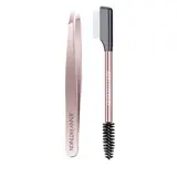 Jenny Patinkin The Big Reveal US Lashes and Brows Touch Up Eyebrow Styling Kit - Beauty Care Makeup Tool with Lightweight Precision Stainless Steel Tweezers, Dual-Ended Comb, Mascara Lash Separator, Rose Gold for Natural Brows Maintenance