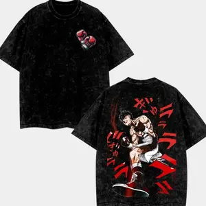 Hajime No Ippo Boxing Anime T-Shirt – Vintage Washed Graphic Tee, Knockout Fighter Punch Design, Unisex Streetwear Gift for Anime & Boxing Fans USA 90s clothing men wash Cotton Menswear Top Classic UAR
