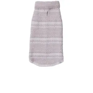Barefoot Dreams CozyChic Checkered Stripe Pet Sweater in Stone & Pearl