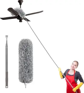 Extra-Long Dusters with 100-inch Extension Pole Bendable Microfiber Head for High Ceilings Ceiling Fan & Furniture Cleaning