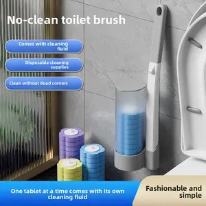 Toilet Brush with Base Long Handle No Dead Angle Wall-Mountable Disposable Throwaway Set Plastic Toilet Brush disposable  toilet  brush chain bracelet Pack Scrubbing Stick