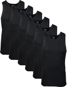 Gildan Men's A-Shirt Tanks, Multipack, Style G1104 Black (6-pack) Viral,gift