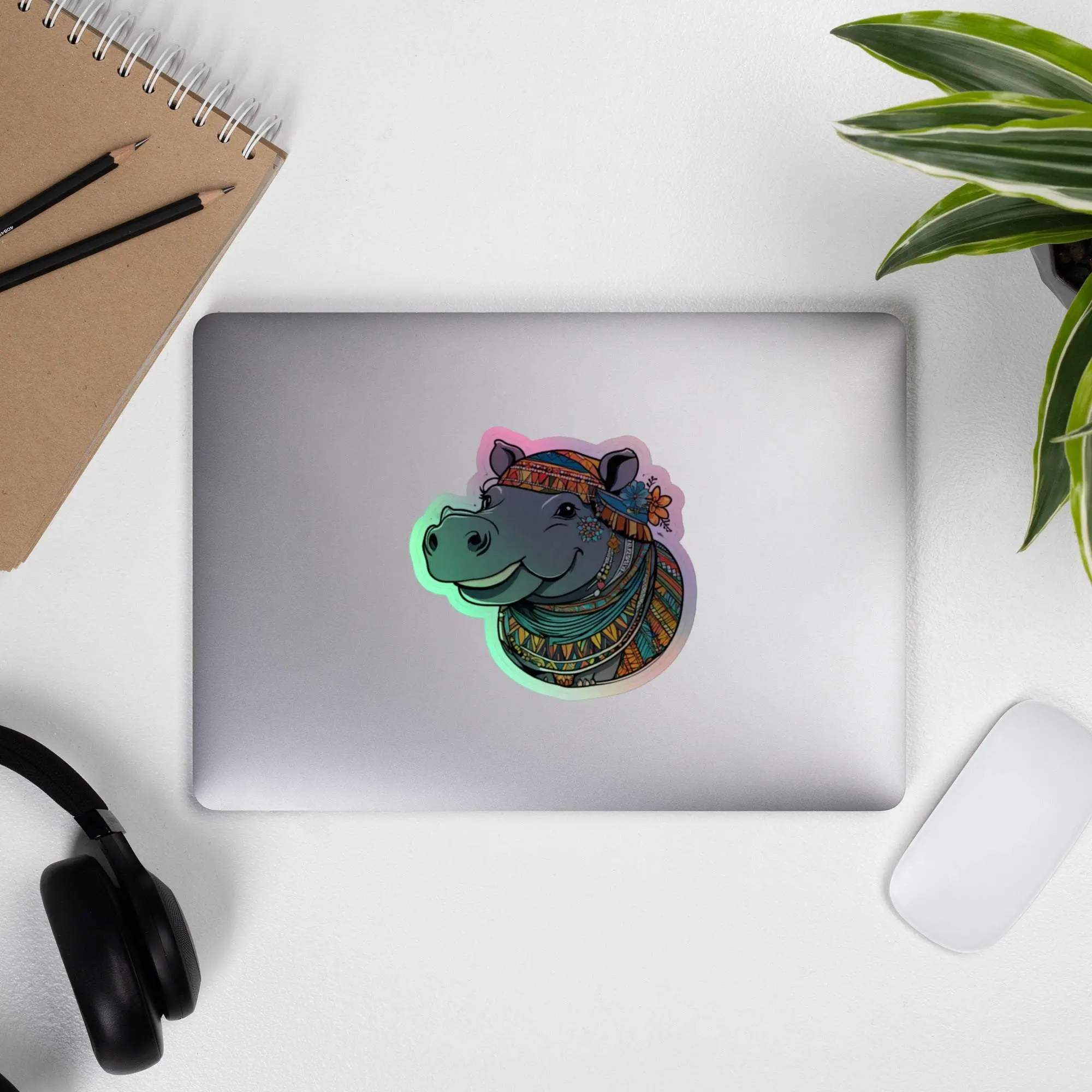 Boho Hippo 2 Holographic stickers