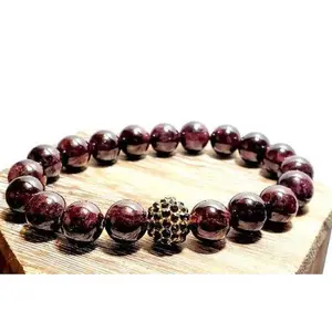 Beaded Bracelet Copper 10mm Garnet - Natural Gemstone - 6-10mm