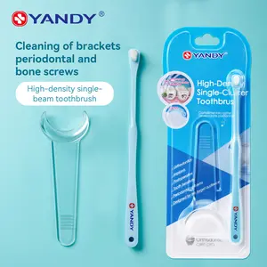 YANDY Single Tuft Orthodontic Toothbrush,End Tuft Toothbrush with High-Density Soft Bristles, Designed for Cleaning Braces,Wisdom teeth,Implant