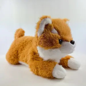 Cute Corgi Plush Toy Dog Pillow, Soft Stuffed Animal Doll for Kids Room Decor, Birthday Gift for Boys & Girls, 17.7 Inch