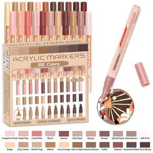22pcs Acrylic Paint Markers, Professional Color Range, Ultra Fine 0.7mm Tip, Ideal for Rock Painting, Glass, Wood, Metal, Handmade Crafts