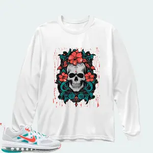 Nike Air Max Genome Photon Dust Turbo Green  Matching Long Sleeve T-Shirt (Ornamental Skull)