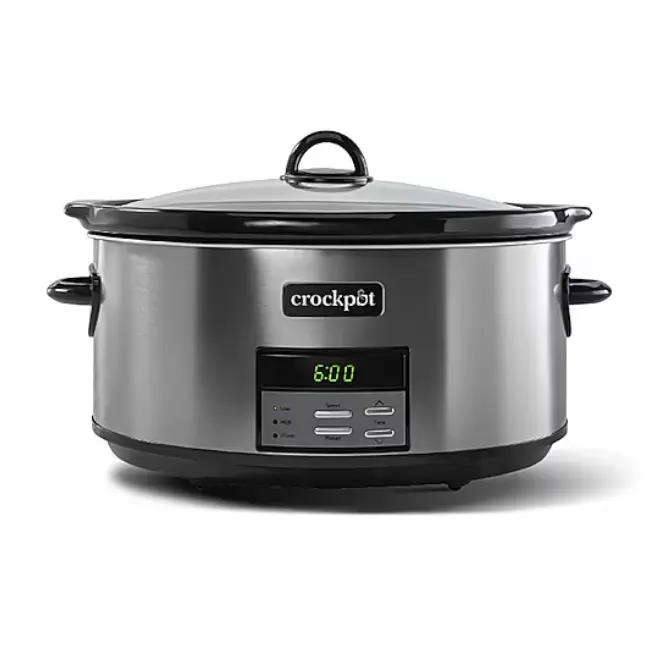 Crock Pot 8-Qt Black Stainless Steel Programmable Slow Cooker - Digital Timer, Auto Keep Warm, Easy to Use & Clean, Large Capacity for 10+ People, Family Kitchen Essential
