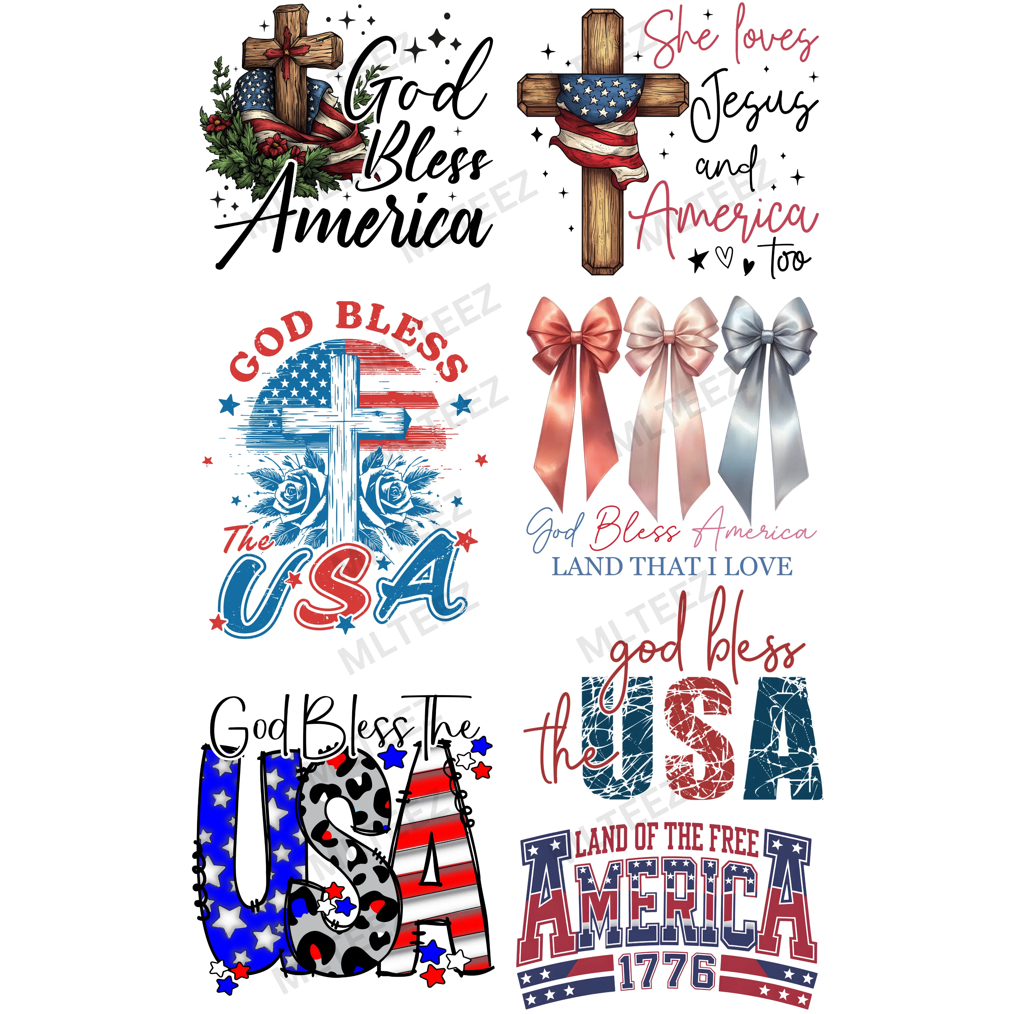 GOD BLESS AMERICA (1) PREMADE GANGSHEET  - 22X36  DTF TRANSFERS - DIRECT TO FILM