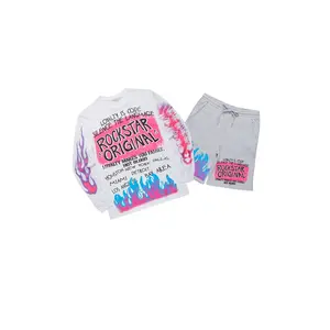 Beno White/Grey Oversized Long Sleeve T-Shirt Short Set