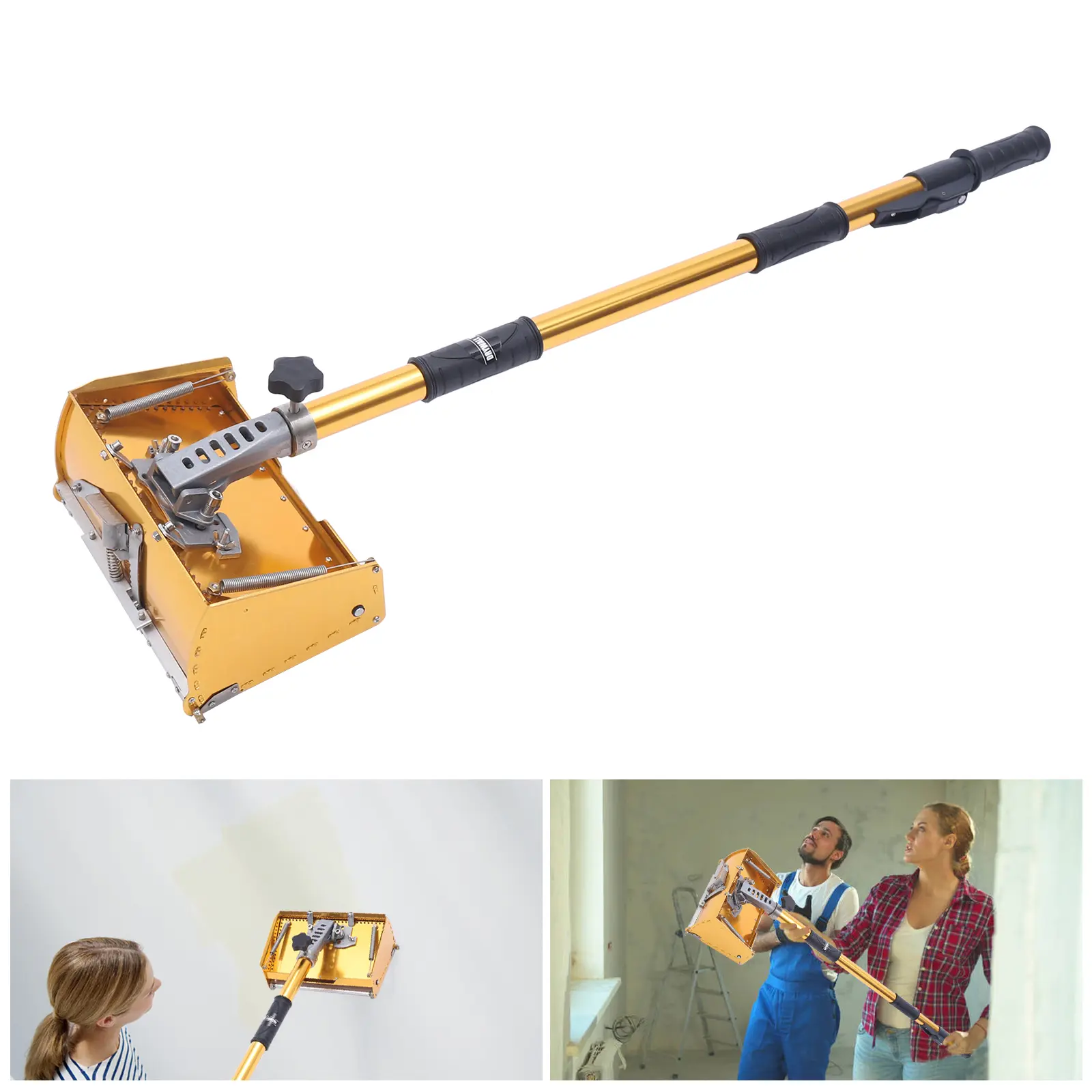 CNCEST 10" Professional Drywall Flat Finishing Box Tool with 40-64 Inch Adjustable Handle & 5-section Length Design for Easy Use No Warranty