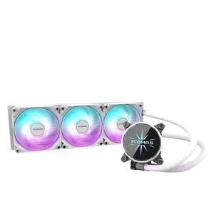 TCOMAS SJ-A100E 360 ARGB Light CPU Cooling Fan White 360 Degree Water Cooled Heat Sink Thickened Cold Exhaust Aluminum Material RGB Liquid CPU Cooler