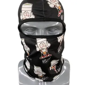 Bandit Ski Mask with Unique Cartoon Character Print on Black Background
