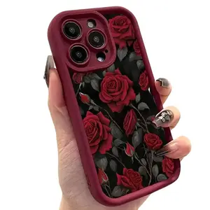 Rose Pattern Phone Case, Anti-drop Cellphone Protective Case, Total Protective Shockproof Mobile Phone Cover for iPhone 11 12 13 14 15 16 17 Pro Max/Pro/Plus, Protector, Smartphone