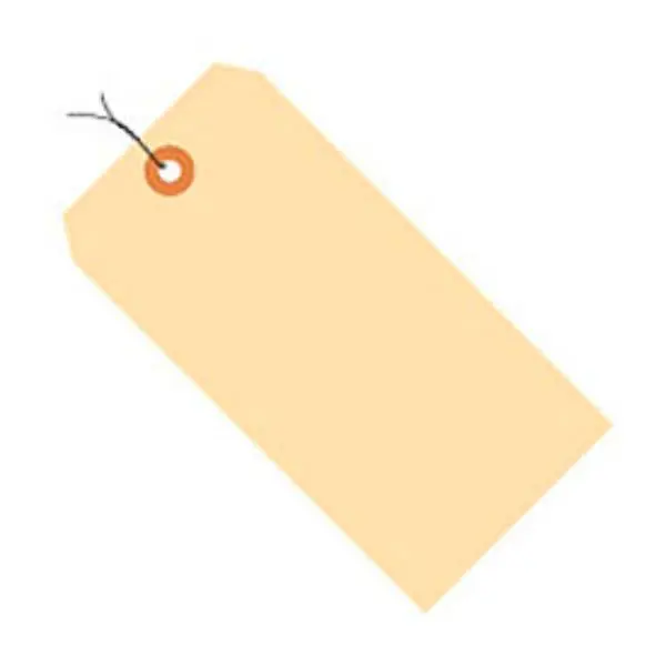 Manila Shipping Tags (B95046), Pre-Wired 13-Point No. 4, 4.25x2.125 in Tan Box Packaging, Pack of 1000