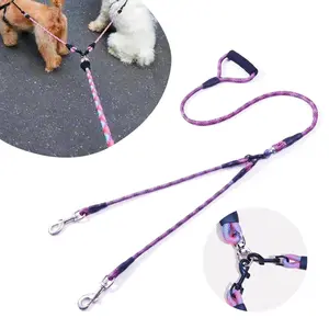 Knot-Free Detachable Dual-Head Dog Leash, Wave Pattern Design Converts to Single Leash for Two Dogs, Lightweight & Durable Walk Gear, No Tangle Leash