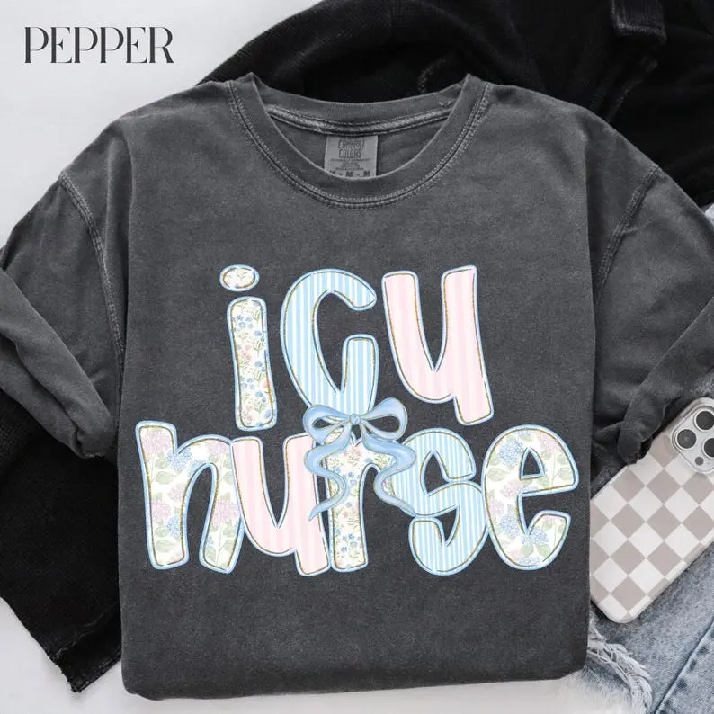 Comfort Colors ICU Nurse Shirt, Icu Nursing Gifts, Coquette ICU Nurse Tee, Icu Grad Gift