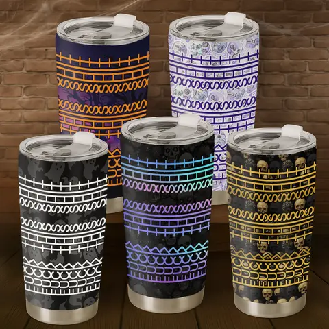 20oz Portable Double-Wall Vac. Insulated Stainless Steel Hidden Halloween Message Tumbler - Vacuum Flask Mug with Leakproof Lid, Print Design, Hot 8h Retention, for Adults' Coffee, Iced Tea, Sarcastic Gift